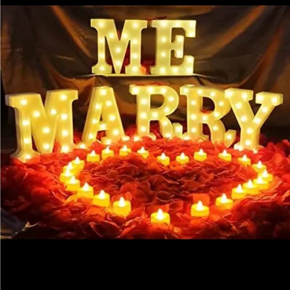 7 LED Marquee Letter Light Marry Me Sign for Romantic Proposal or Wedding Sign